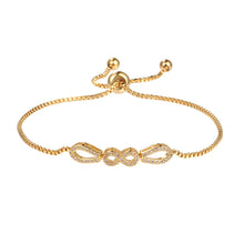 Load image into Gallery viewer, WeimanJewelry Cubic Zirconia CZ Wedding Bridal Infinite Adjustable Chain 14K Gold Plated Bracelet for Women Bride