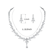 Load image into Gallery viewer, High Quality Marquise Cut Cubic Zirconia CZ Bridal Wedding Necklace and Earring Jewelry Set