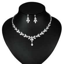 Load image into Gallery viewer, High Quality Marquise Cut Cubic Zirconia CZ Bridal Wedding Necklace and Earring Jewelry Set