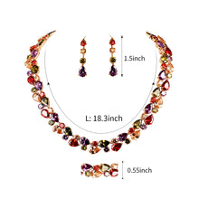 Load image into Gallery viewer, Beautiful Colorful Cubic Zirconia Crystal Mona Lisa Style Necklace and Earrings Wedding Jewelry Set