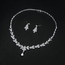 Load image into Gallery viewer, High Quality Marquise Cut Cubic Zirconia CZ Bridal Wedding Necklace and Earring Jewelry Set