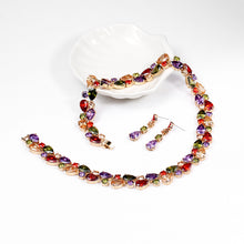 Load image into Gallery viewer, Beautiful Colorful Cubic Zirconia Crystal Mona Lisa Style Necklace and Earrings Wedding Jewelry Set