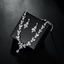 Load image into Gallery viewer, High Quality Marquise Cut Cubic Zirconia CZ Bridal Wedding Necklace and Earring Jewelry Set