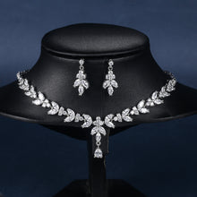 Load image into Gallery viewer, High Quality Marquise Cut Cubic Zirconia CZ Bridal Wedding Necklace and Earring Jewelry Set