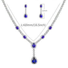 Load image into Gallery viewer, WeimanJewelry Teardrop and Oval Cubic Zirconia CZ Hollow Earrings Necklace Bridal Wedding Set for Women Bride