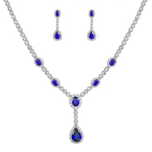 Load image into Gallery viewer, WeimanJewelry Teardrop and Oval Cubic Zirconia CZ Hollow Earrings Necklace Bridal Wedding Set for Women Bride