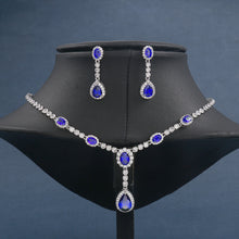 Load image into Gallery viewer, WeimanJewelry Teardrop and Oval Cubic Zirconia CZ Hollow Earrings Necklace Bridal Wedding Set for Women Bride