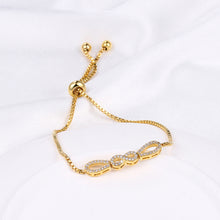 Load image into Gallery viewer, WeimanJewelry Cubic Zirconia CZ Wedding Bridal Infinite Adjustable Chain 14K Gold Plated Bracelet for Women Bride