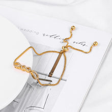 Load image into Gallery viewer, WeimanJewelry Cubic Zirconia CZ Wedding Bridal Infinite Adjustable Chain 14K Gold Plated Bracelet for Women Bride