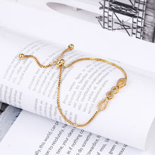 Load image into Gallery viewer, WeimanJewelry Cubic Zirconia CZ Wedding Bridal Infinite Adjustable Chain 14K Gold Plated Bracelet for Women Bride