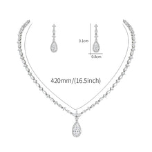 Load image into Gallery viewer, High Quality Pear Cut Cubic Zirconia Crystal Necklace and Earring Jewelry Set for Wedding