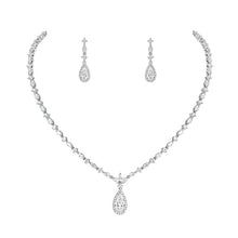 Load image into Gallery viewer, High Quality Pear Cut Cubic Zirconia Crystal Necklace and Earring Jewelry Set for Wedding