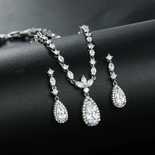 Load image into Gallery viewer, High Quality Pear Cut Cubic Zirconia Crystal Necklace and Earring Jewelry Set for Wedding