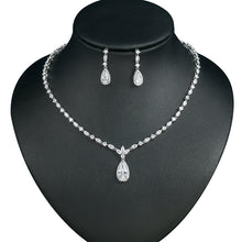 Load image into Gallery viewer, High Quality Pear Cut Cubic Zirconia Crystal Necklace and Earring Jewelry Set for Wedding