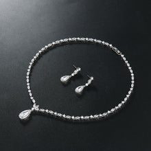 Load image into Gallery viewer, High Quality Pear Cut Cubic Zirconia Crystal Necklace and Earring Jewelry Set for Wedding