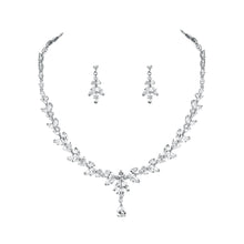 Load image into Gallery viewer, High Quality Marquise Cut Cubic Zirconia CZ Bridal Wedding Necklace and Earring Jewelry Set
