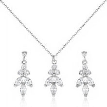 Load image into Gallery viewer, Elegant Cubic Zirconia CZ Simple Style Pendant Necklace and Earring Bride or Bridesmaid Jewelry Set
