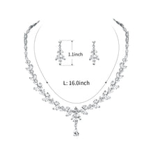 Load image into Gallery viewer, High Quality Marquise Cut Cubic Zirconia CZ Bridal Wedding Necklace and Earring Jewelry Set
