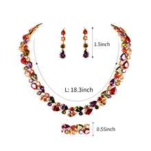 Load image into Gallery viewer, Beautiful Colorful Cubic Zirconia Crystal Mona Lisa Style Necklace and Earrings Wedding Jewelry Set

