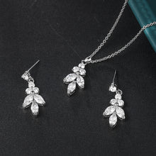 Load image into Gallery viewer, Elegant Cubic Zirconia CZ Simple Style Pendant Necklace and Earring Bride or Bridesmaid Jewelry Set
