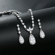 Load image into Gallery viewer, High Quality Pear Cut Cubic Zirconia Crystal Necklace and Earring Jewelry Set for Wedding

